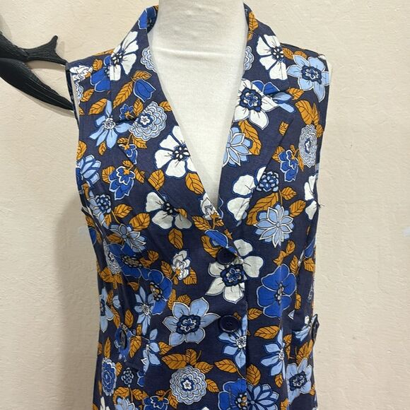 Modcloth Floral Midi Dress - Blue and Brown - Picture 7 of 15